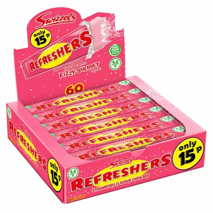 Swizzels Refreshers Strawberry Chew Bars Full Box moossweetsandchews