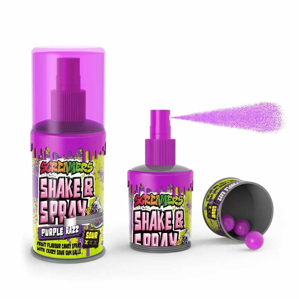 Zed Candy Screamers Purple Raspberry Shake & Spray moossweetsandchews