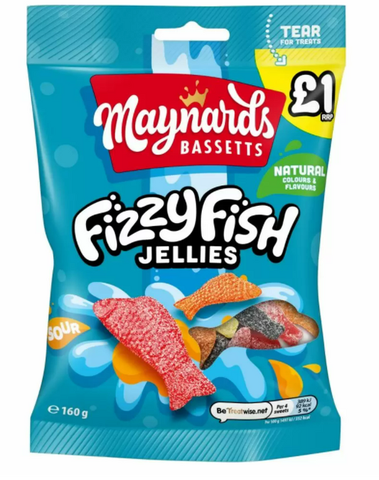 Maynards Bassetts Soft Jellies Fizzy Fish Sweets Bag